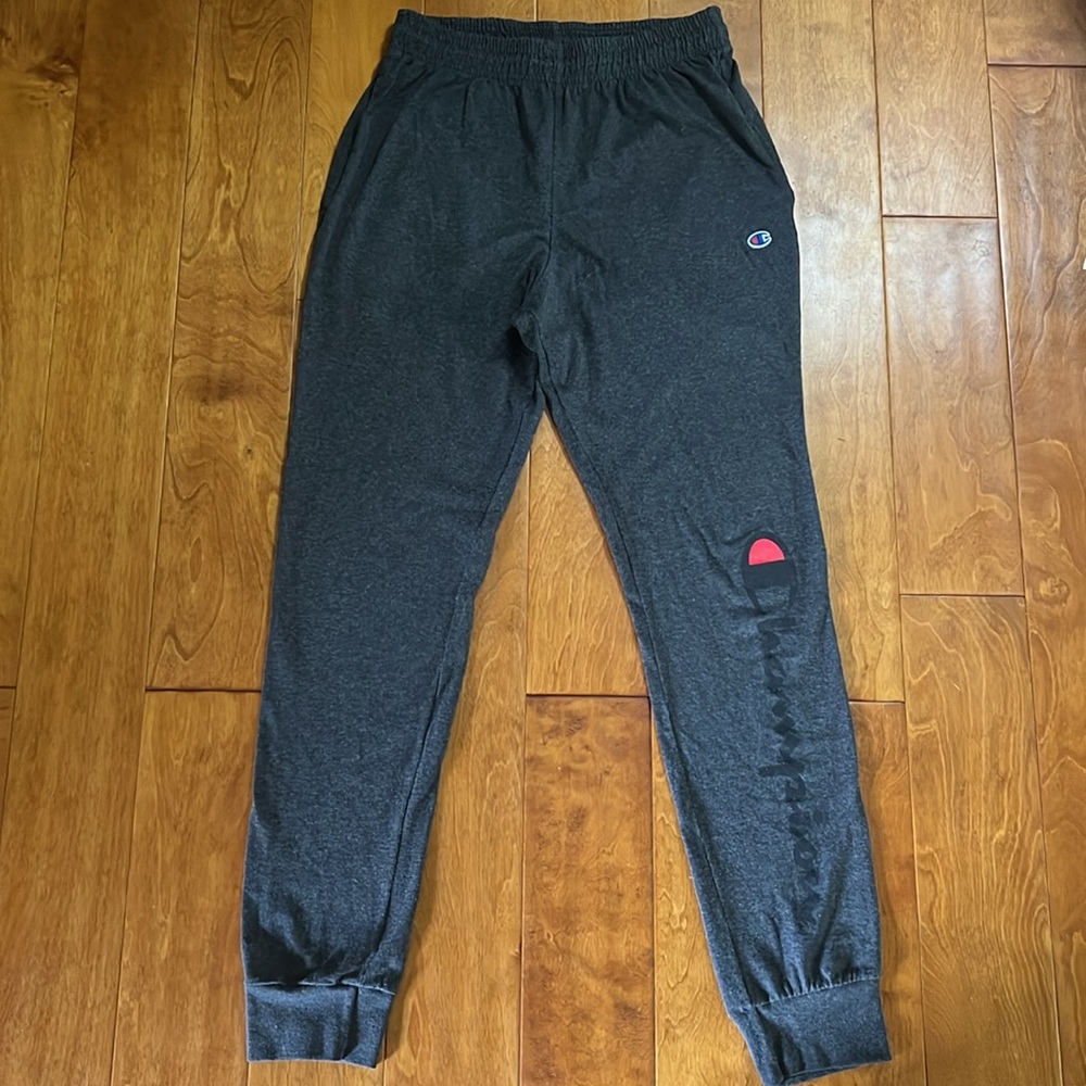Champion Charcoal Grey Lightweight Sweatpants Tapered Ankles Size M Casual - Picture 2 of 10